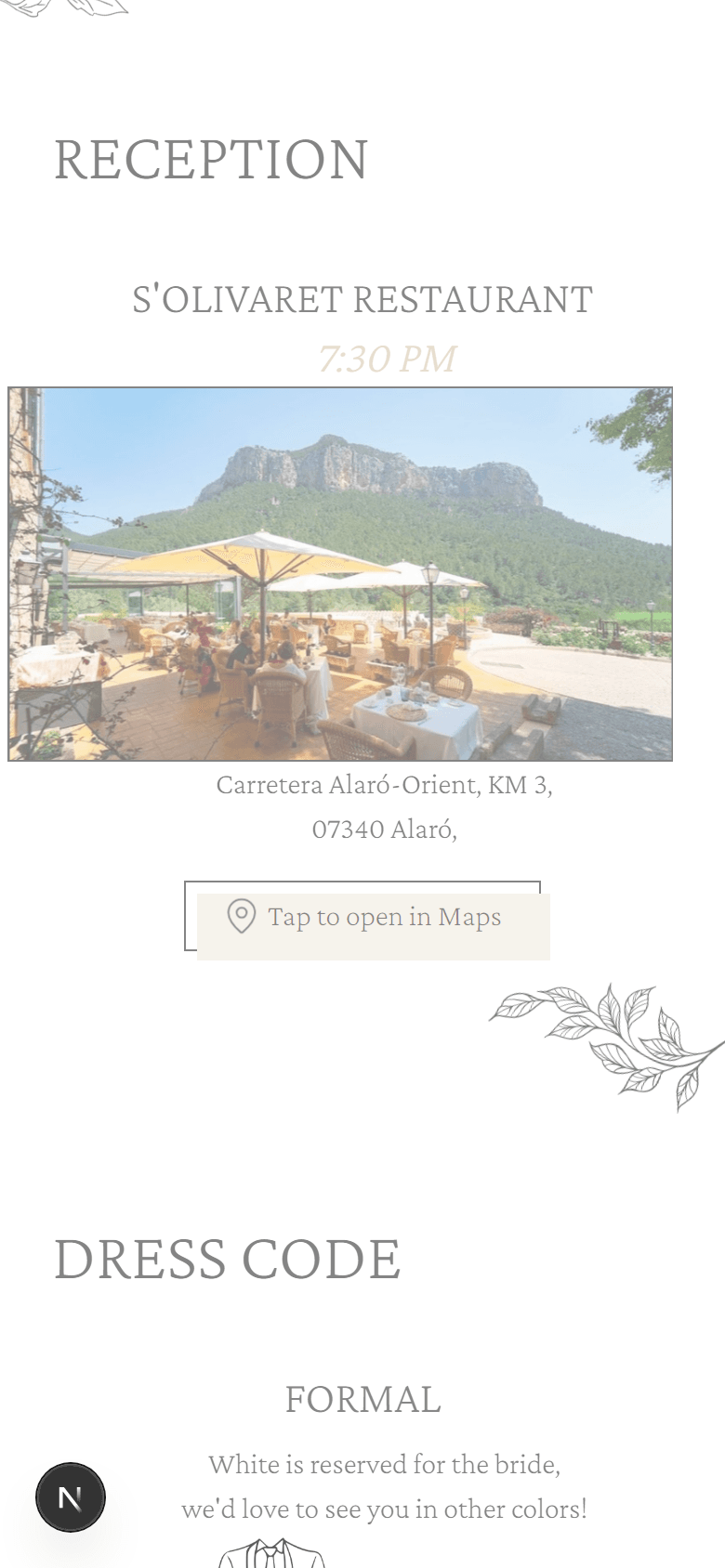 Elegant invitation open