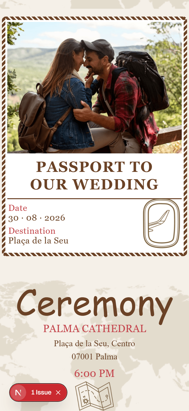 Passport Wanderlust invitation open